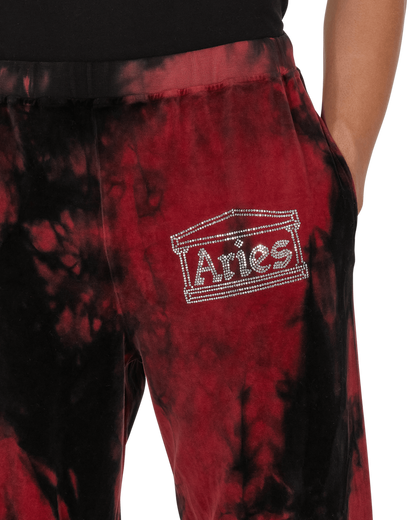 Aries Rhinestone Velour Sweatpant Red Pants Sweatpants FSAR30285 RD