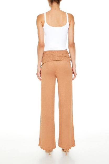 Ruched Drawstring Foldover Pants