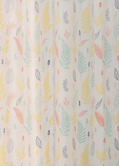 Rustling Leaves Multicolor 100% cotton floral curtain for bed room - Light Reduction - Single Piece
