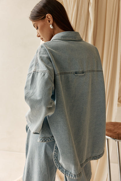 SAMPLE-Poet Denim Jacket  - Light Blue