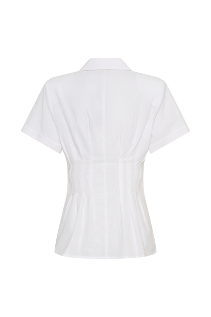 Selma Short Sleeve Linen Shirt - White