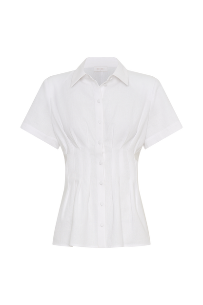 Selma Short Sleeve Linen Shirt - White