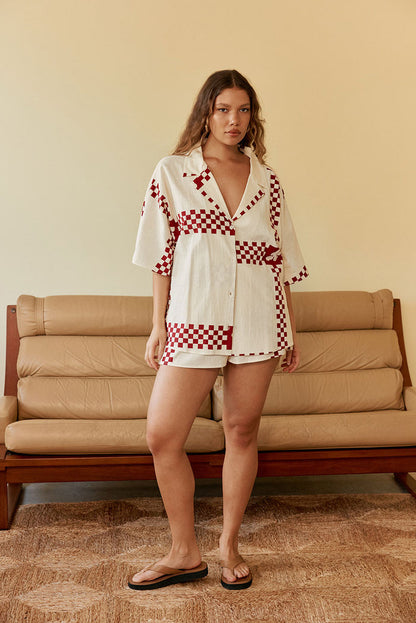 Seona Top - Checker Plaid