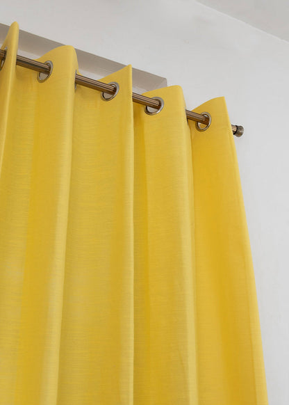 Solid Primrose yellow 100% cotton plain curtain for bedroom - Room darkening - Single Piece
