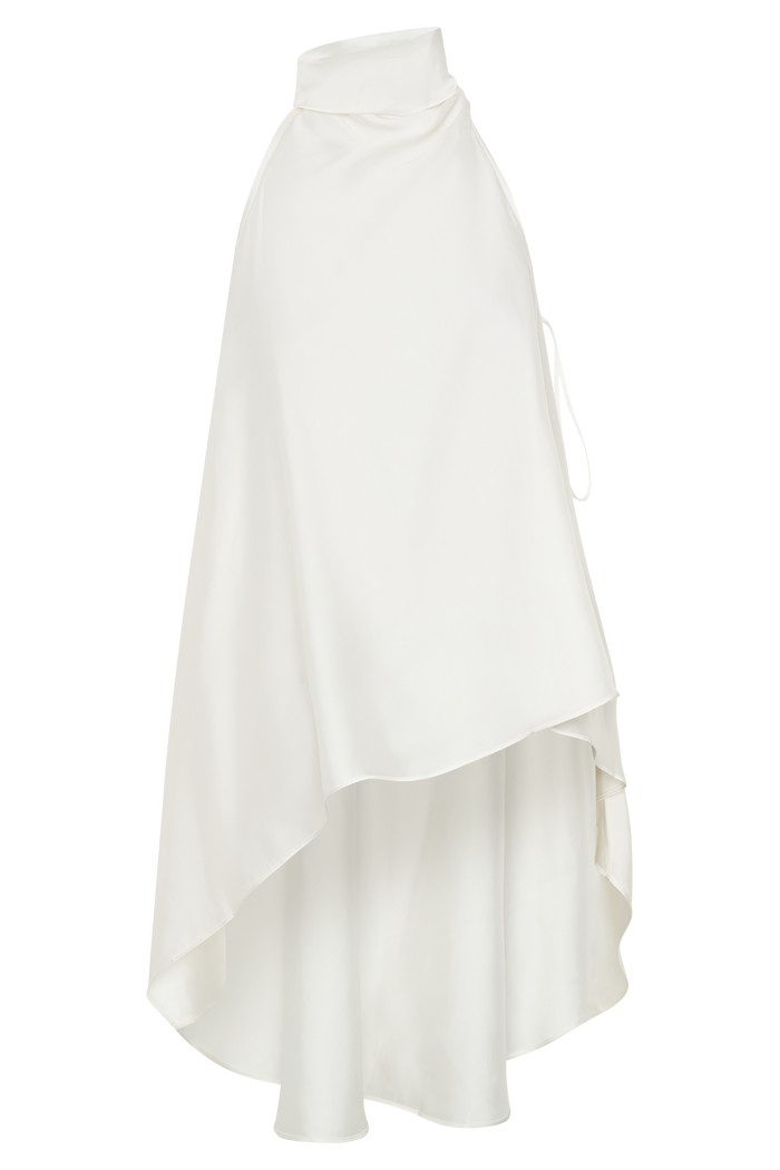 Sydney Asymmetrical Satin Halter Top - Ivory