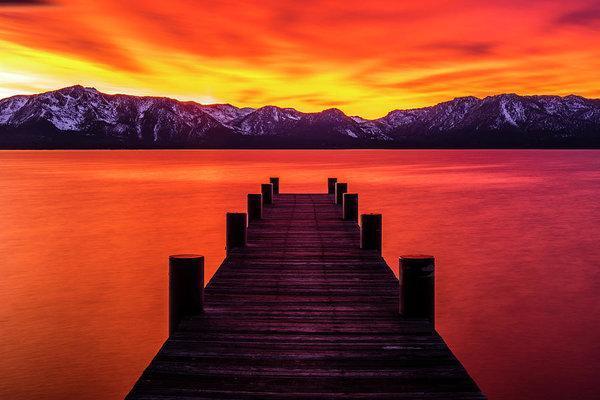 Tahoe Ablaze By Brad Scott - Metal Print