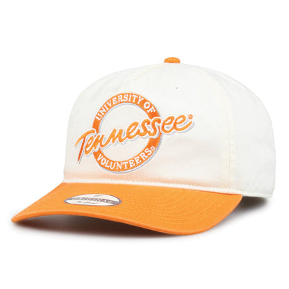 Tennessee Original Circle snapback hat showing embroidered front design and curved brim, angled view