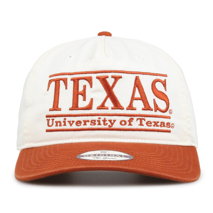 Texas Original Bar snapback hat with embroidered school design, front view