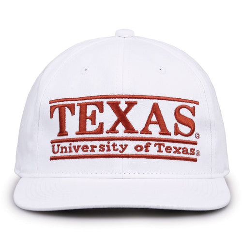 Texas Retro Bar snapback hat in white, front view