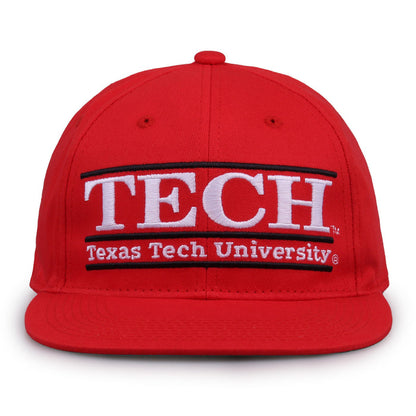 Texas Tech Retro Bar snapback hat in red, front view