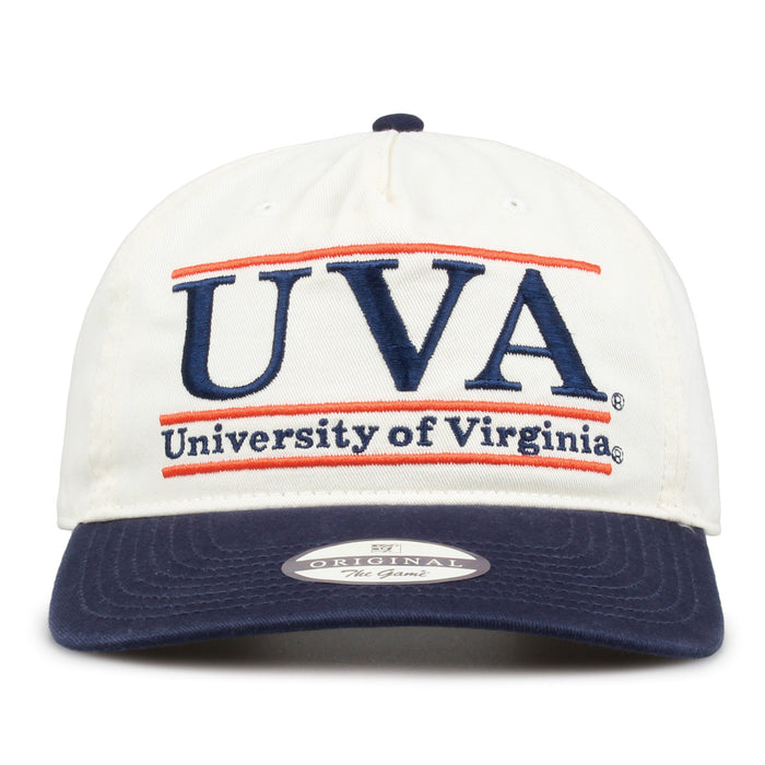 Virginia Original Bar snapback hat with embroidered school design, front view