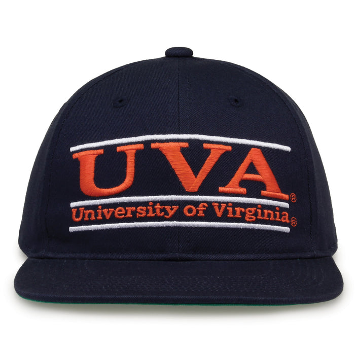 Virginia Retro Bar snapback hat in navy, front view