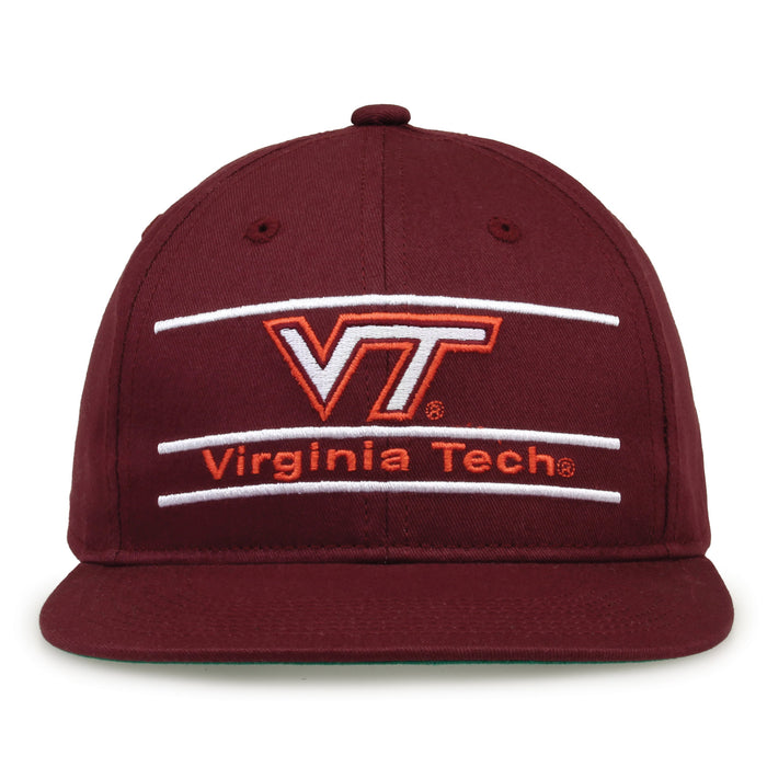 Virginia Tech Retro Bar snapback hat in maroon, front view