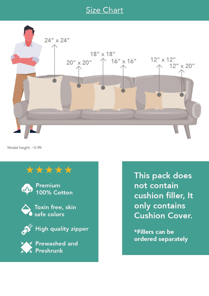 Yura 100% cotton geometric cushion cover for sofa - Aqua blue